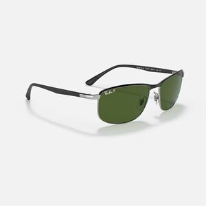 Ray-Ban Unisex Metal Sunglasses RB3671CH in Black & Silver, OSFM
